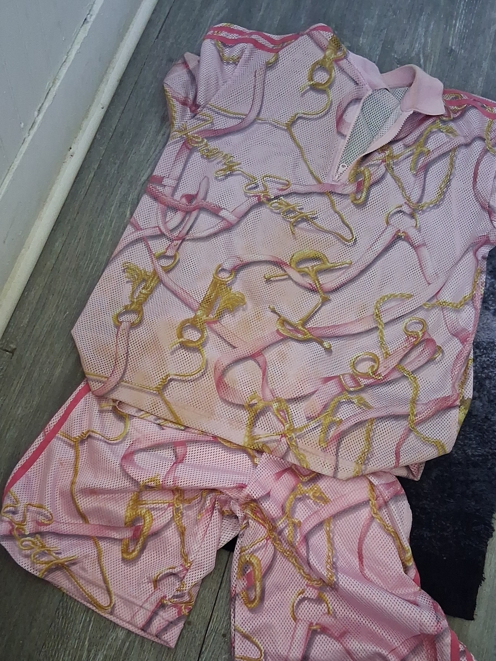 Jeremy Scott Set Pink Chain Print Polo Set